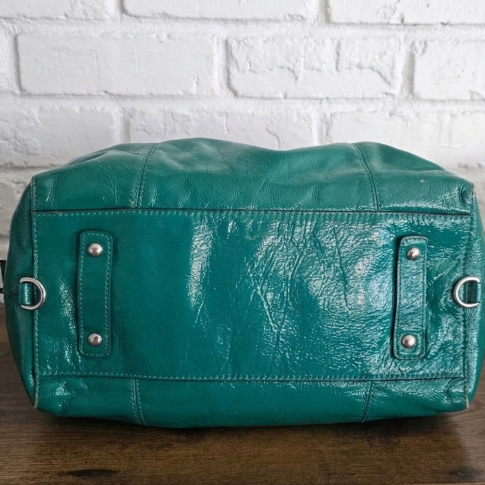 Rare Coach Ashley in Green Jade Patent leather Satchel And Matching Wallet - Picture 4 of 11